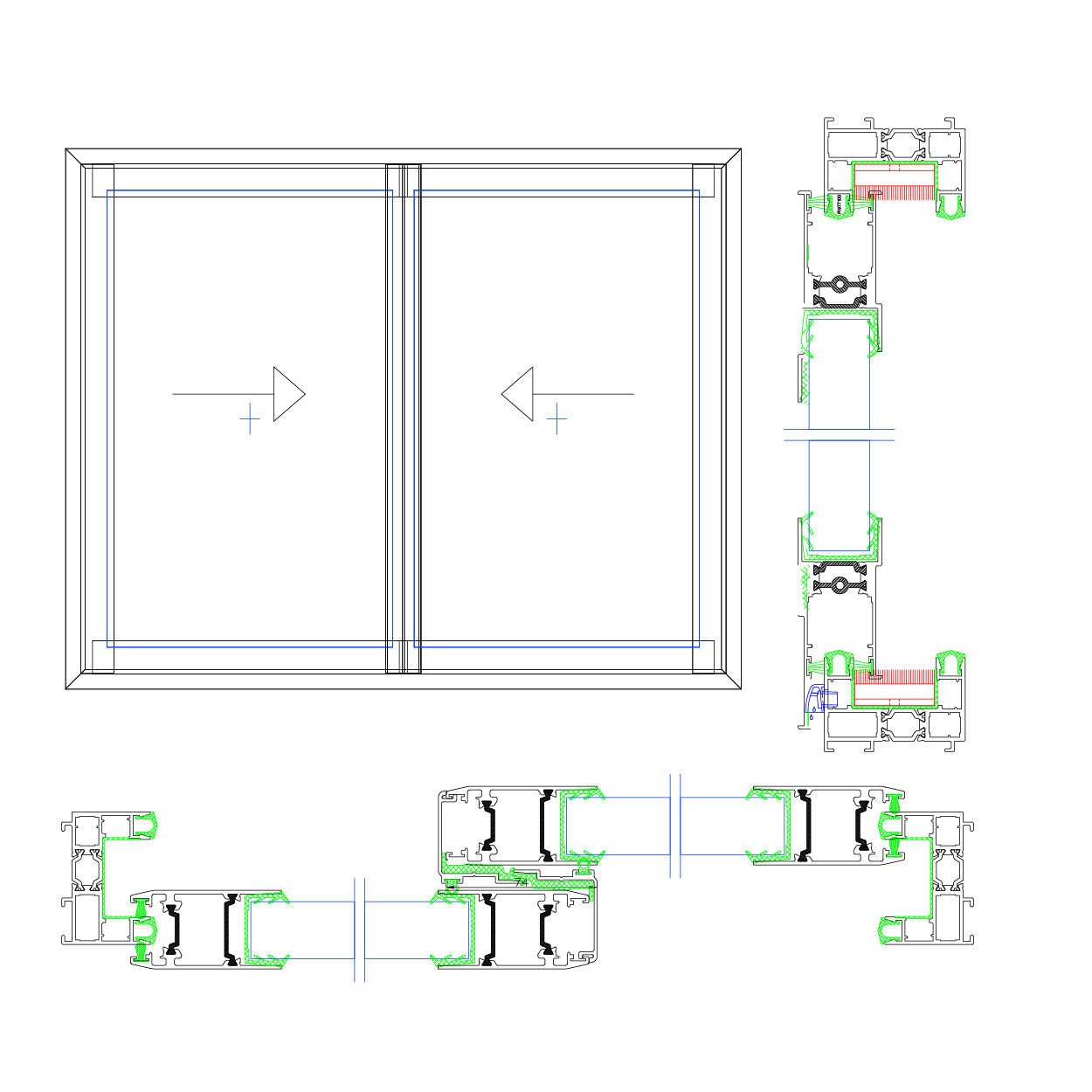 Single Sliding Medium Duty Serving Window Cross Section Drawing