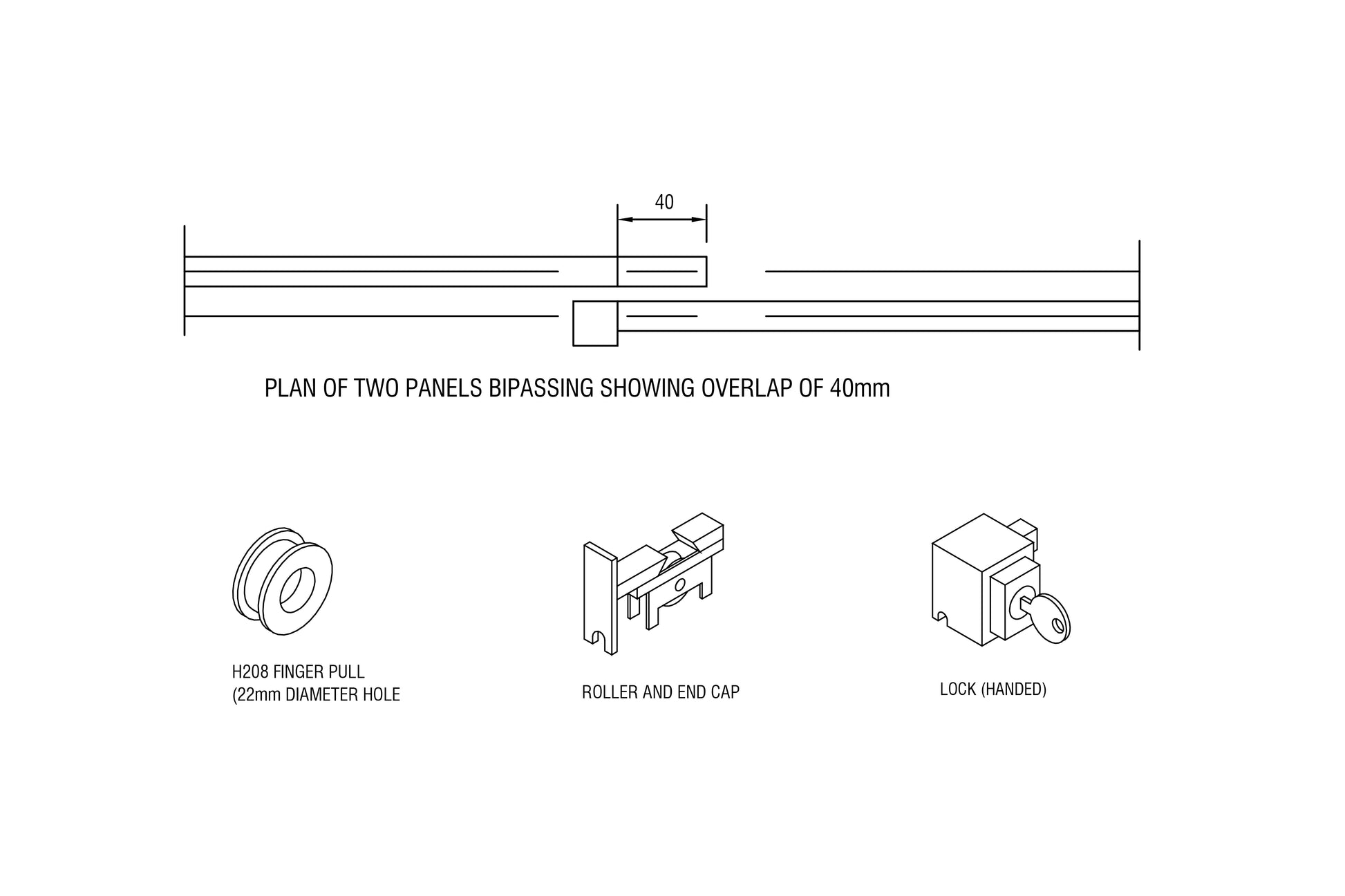 Low Duty Sliding Serving Window Drawing 2
